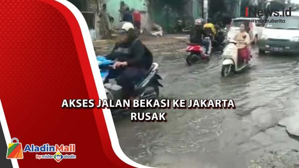 Waspada! Jalan Penghubung dari Bekasi ke Jakarta Rusak Parah