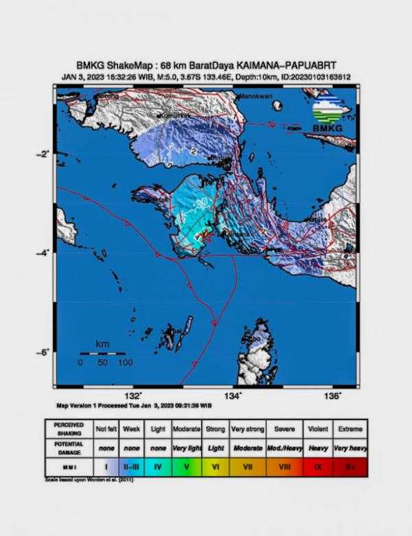 Gempa Bumi Mag 5,0 Guncang Kaimana, Hans Litaay : BPBD Tetap Siaga