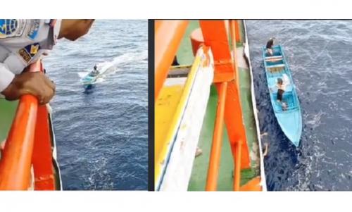 Viral Aksi Heroik Ayah di Tengah Laut,  Jemput Putrinya saat Terlambat Turun Kapal