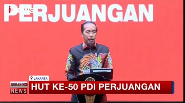 Video Pidato Lengkap Jokowi di Perayaan HUT Ke-50 PDIP