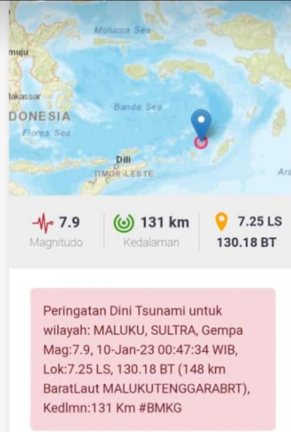 Gempa Terkini M7,9 Guncang Maluku, Terasa Hingga Ke NTT BMKG Keluarkan Peringatan Tsunami