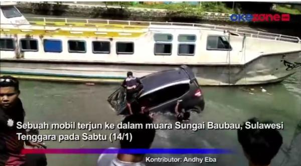 Mobil Dikendarai Emak-Emak  Terjun Bebas ke Laut di Sulawesi Tenggara, Kok Bisa?