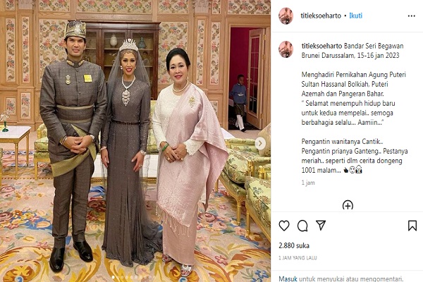 Titiek Soeharto Hadiri Pesta Mewah Pernikahan Putri Sultan Brunei Darussalam Hassanal Bolkiah