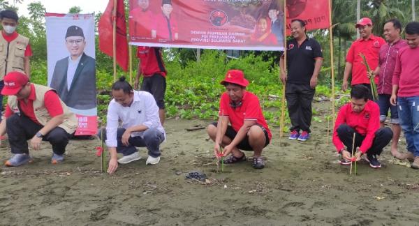 Rayakan HUT Partai dan Megawati, PDIP Sulbar Tanam Pohon di Pesisir Rangas