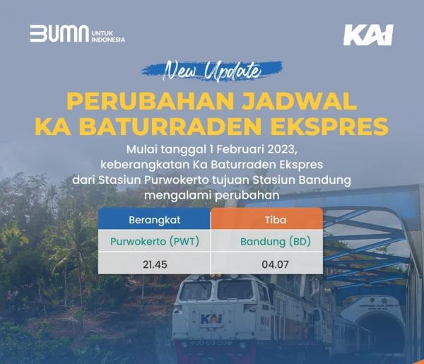 KA Baturraden Ekspres Relasi Purwokerto-Bandung Berangkat Tiap Hari, Ini Jadwalnya