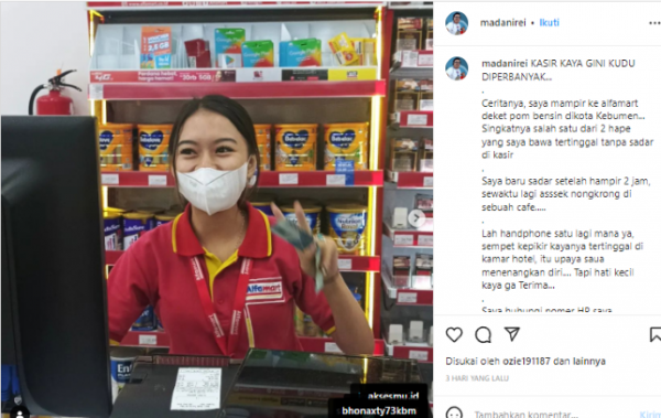 Viral! Karyawati Alfamart Simpan HP Pelanggan yang Tertinggal, Netizen: Salut Atas Kejujuran