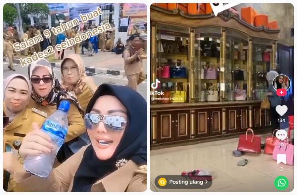Viral Video Ibu Kades Cantik Demo Pakai Kacamata LV dan Punya Puluhan Tas Mewah Branded Bikin Salfok
