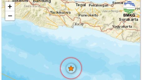 Gempa M 3,6 Guncang Cilacap, Berada di Barat Daya Laut