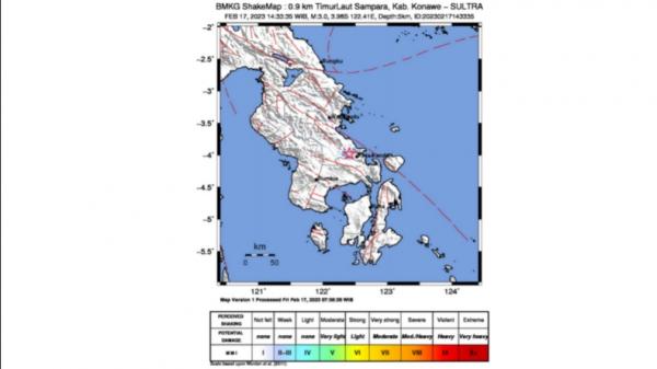 Gempa Tektonik M3.4 Guncang Sampara, Tidak Berpotensi Tsunami