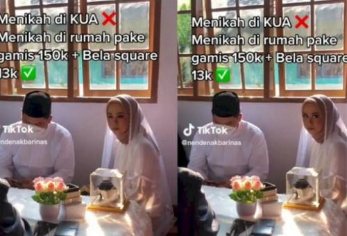 Viral ! Pasangan Ini Menikah Sederhana di Rumah, Mempelai Wanita Hanya Pakai Hijab Rp13 Ribu