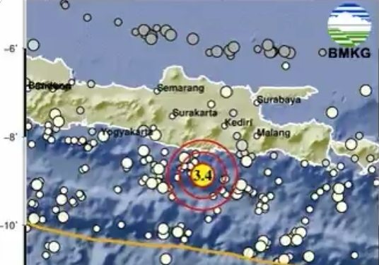 Gempa M3 4 Guncang Trenggalek Jawa Timur Pagi Ini