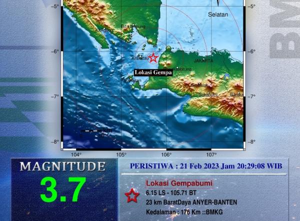 Gempa Bumi Magnitudo 3,7 Guncang Anyer Banten