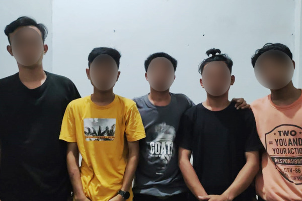 Tim ROTR Polresta Manado Amankan Lima Terduga Pelaku Kasus Penganiayaan Yang Viral di Medsos