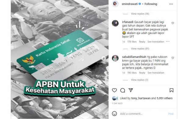 Instagram Sri Mulyani Dipenuhi Komentar Pedas, Buntut Penganiayaan Anak GP Ansor