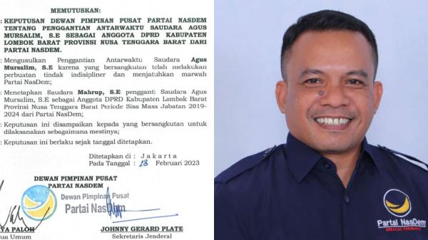 DPP Nasdem Keluarkan SK PAW Agus Mursalin, Ini Penggantinya