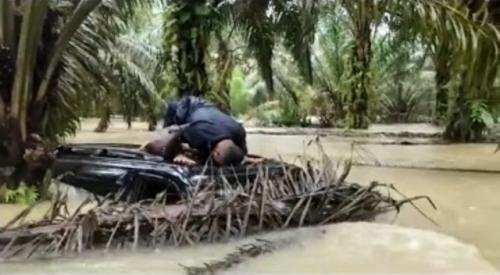 Video Viral Pria Sujud Syukur saat Petugas Datang Menolongnya usai Terjebak Banjir di Kebun Sawit
