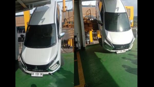 Minibus Mendadak Terjungkal saat Hendak Masuk ke Kapal di Pelabuhan Merak