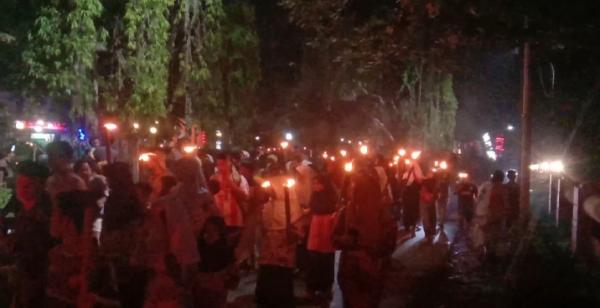 Ratusan Warga di Pangandaran, Gelar Pawai Obor Menyambut Bulan Suci Ramadhan