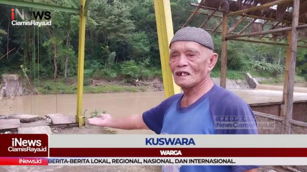 VIDEO: Jembatan Gantung Penghubung Kabupaten di Ciamis Hanyut Terbawa Arus, Aktivitas Warga Terputus