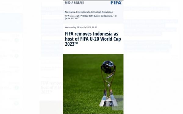 FIFA Umumkan Indonesia Batal Menjadi Tuan Rumah Piala Dunia U-20