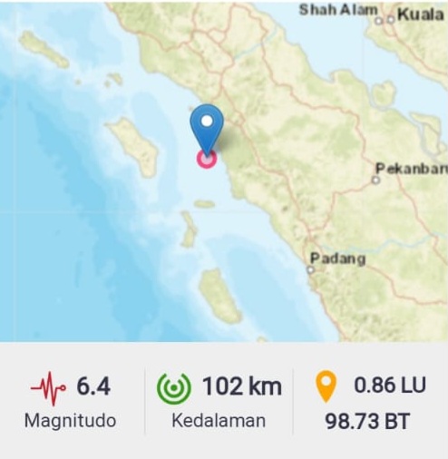 Gempa Berskala 6.4 SR Landa Pandang Sidempuan