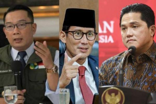 LSI: Bursa Cawapres Erick Thohir Bersaing dengan Ridwan Kamil dan Sandiaga Uno