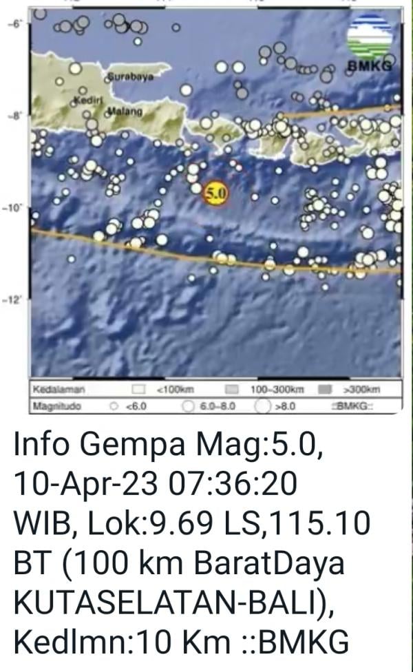 BMKG : Gempa M 5.0 dan M 5.2 di Bali Tidak Berpotensi Tsunami