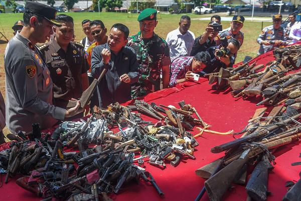 Potret Pemusnahan 432 Puncuk Senjata Api Rakitan Hasil Operasi Senpi di Sumsel
