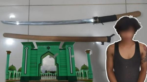 Ancam Teman Nongkrong Pakai Pedang Katana, Pria Bertato Ditangkap Polisi