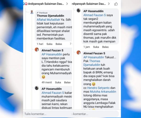 Akun Medsos Diduga Milik Peneliti Andi Pangerang Viral! Ancam Warga Muhammadiyah, BRIN Turun Tangan