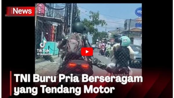 Pria Berseragam TNI Tendang Pemotor Ibu dan Anak di Bekasi Sudah Ditahan