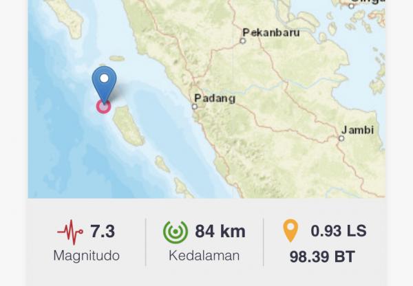 Gempa Magnitudo 7.3 Dini hari, Sumatra Barat