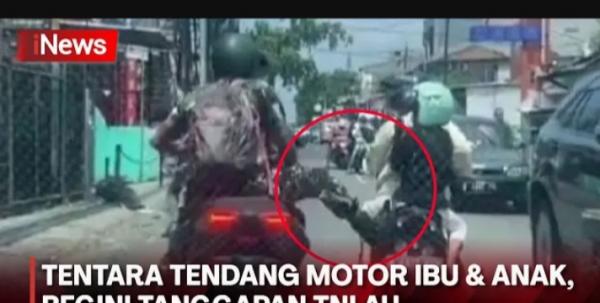 Video Prajurit TNI Tendang Motor Emak Bonceng Anak