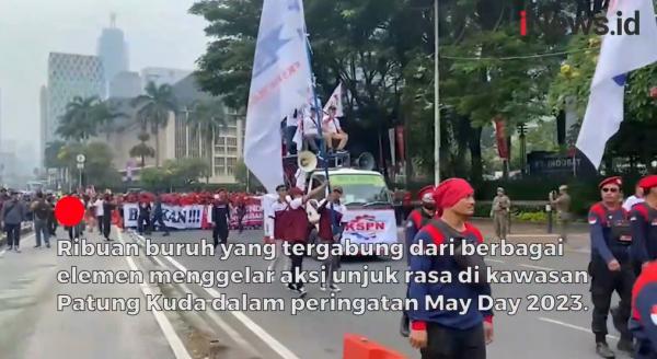 Peringati May Day 2023, Ribuan Buruh Aksi Long March di Monas  dan Patung Kuda