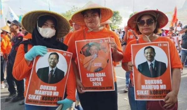 Dukung dan Bawa Foto Mahfud MD, May Day di Surabaya Berjalan Aman