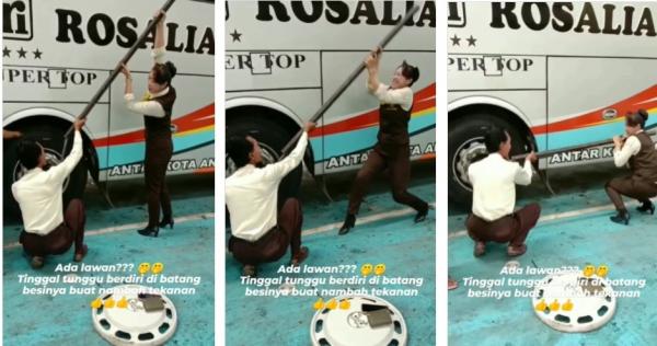 Pramugari PO Rosalia Indah Ganti Ban Bus Susah Payah Viral, Netizen Salut dan Tak Tega Melihatnya