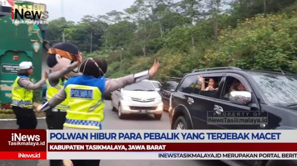 VIDEO: Polwan Polres Tasikmalaya Kota Hibur Para Pebalik yang Terjebak Macet di Jalur Gentong