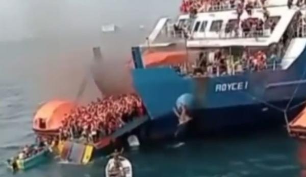 Semua Penumpang Selamat, Kapal Ferry KMP Royce 1 Terbakar di Jalur Pelayaran Merak-Bakauheni