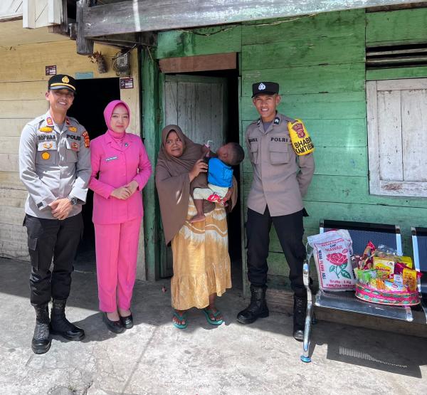 Kapolsek Linge Aceh Tengah Jadi Bapak Asuh Anak Stunting dan Memberikan Dukungan Moril
