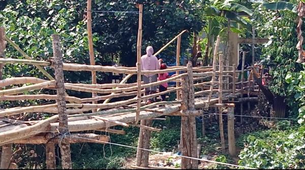 Demi Anak Bisa Berangkat ke Sekolah, Warga Pidie Jaya Bangun Jembatan Darurat dari Bambu dan Pinang