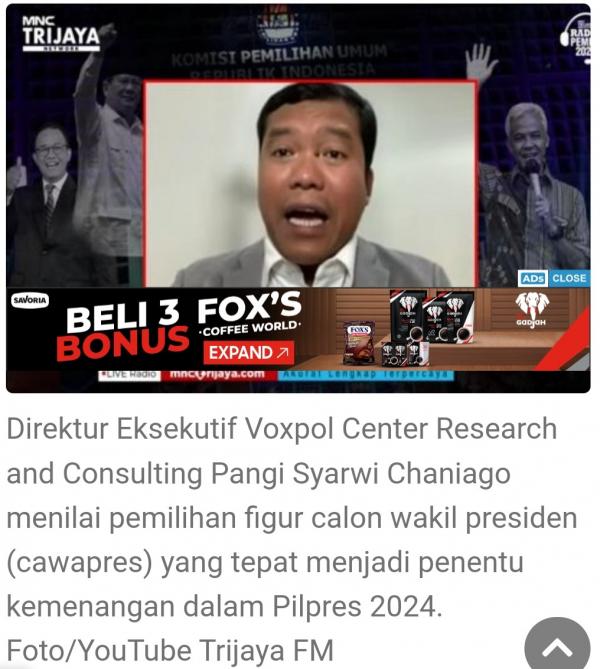Pangi Syarwi Chaniago Menilai Figur Cawapres Jadi Penentu Kemenangan Pilpres 2024 