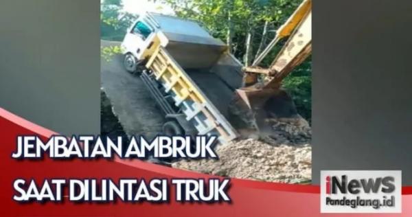 Jembatan di Cikeusik Ambruk  saat Dilintasi Truk, Bupati Irna Pastikan Segera Dibangun Kembali