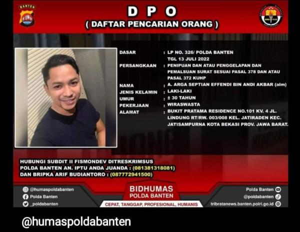 Pelaku Penipuan Izin Usaha! Direskrimsus Polda Banten Keluarkan DPO, Begini Ciri-cirinya