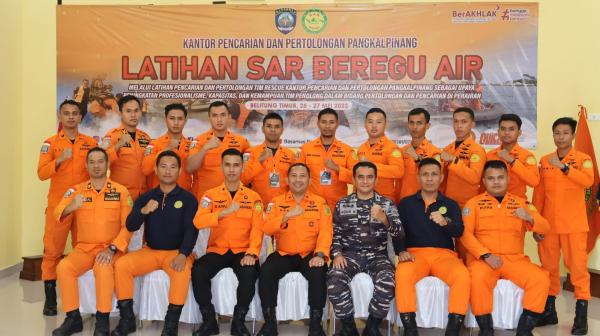 Tingkatkan Keterampilan Pertolongan di Perairan, Basarnas Pangkalpinang Gelar Latihan Beregu Air