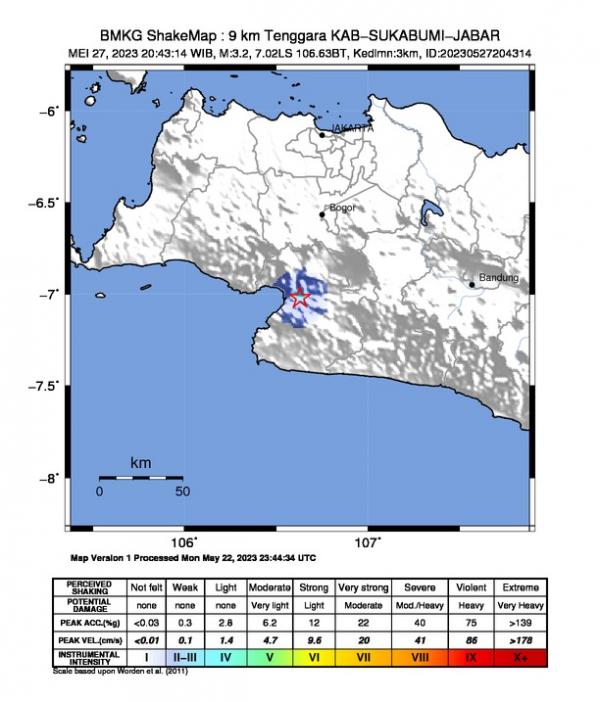 Gempa Bumi Magnitudo 3.2  Guncang Sukabumi, Getaran hingga Palabuan Ratu