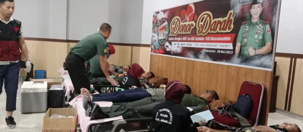HUT Kodam Hasanuddin ke 66 Korem 142 Tatag Gelar Donor Darah di Kodim Mamuju