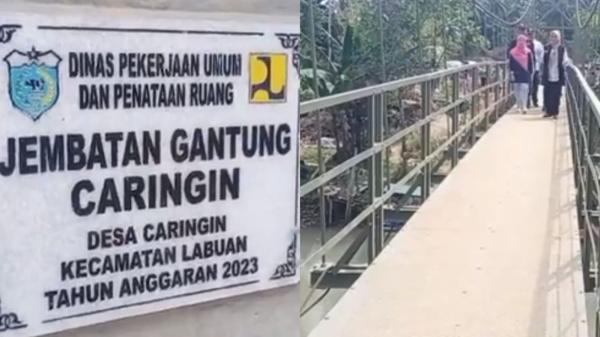 Jembatan Gantung di Kecamatan Labuan Selesai Dibangun, Warga Ucap Syukur