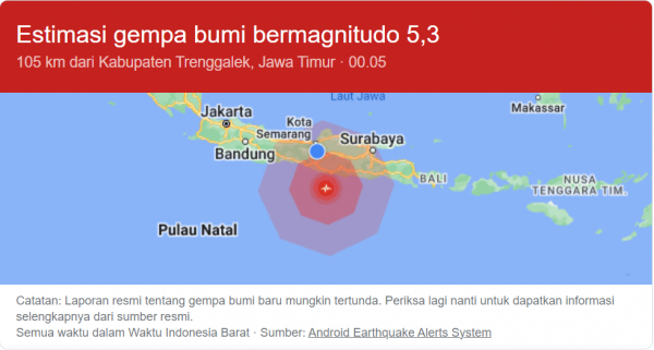 Breaking News: Gempa 6.0 SR Melanda Barat daya Pacitan
