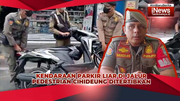 VIDEO: Begini Jika Parkir Sembarangan di Pedestrian Cihideung Tasikmalaya, Motor Diangkut Satpol PP