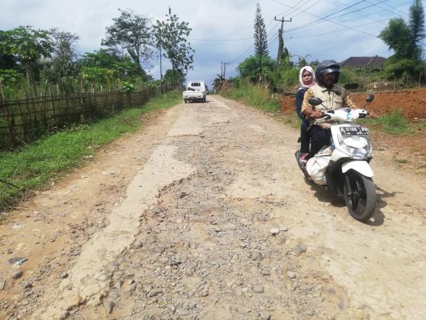 Miris, Puluhan Tahun Tak Diperbaiki Jalan Poros Desa di Malingping Lebak